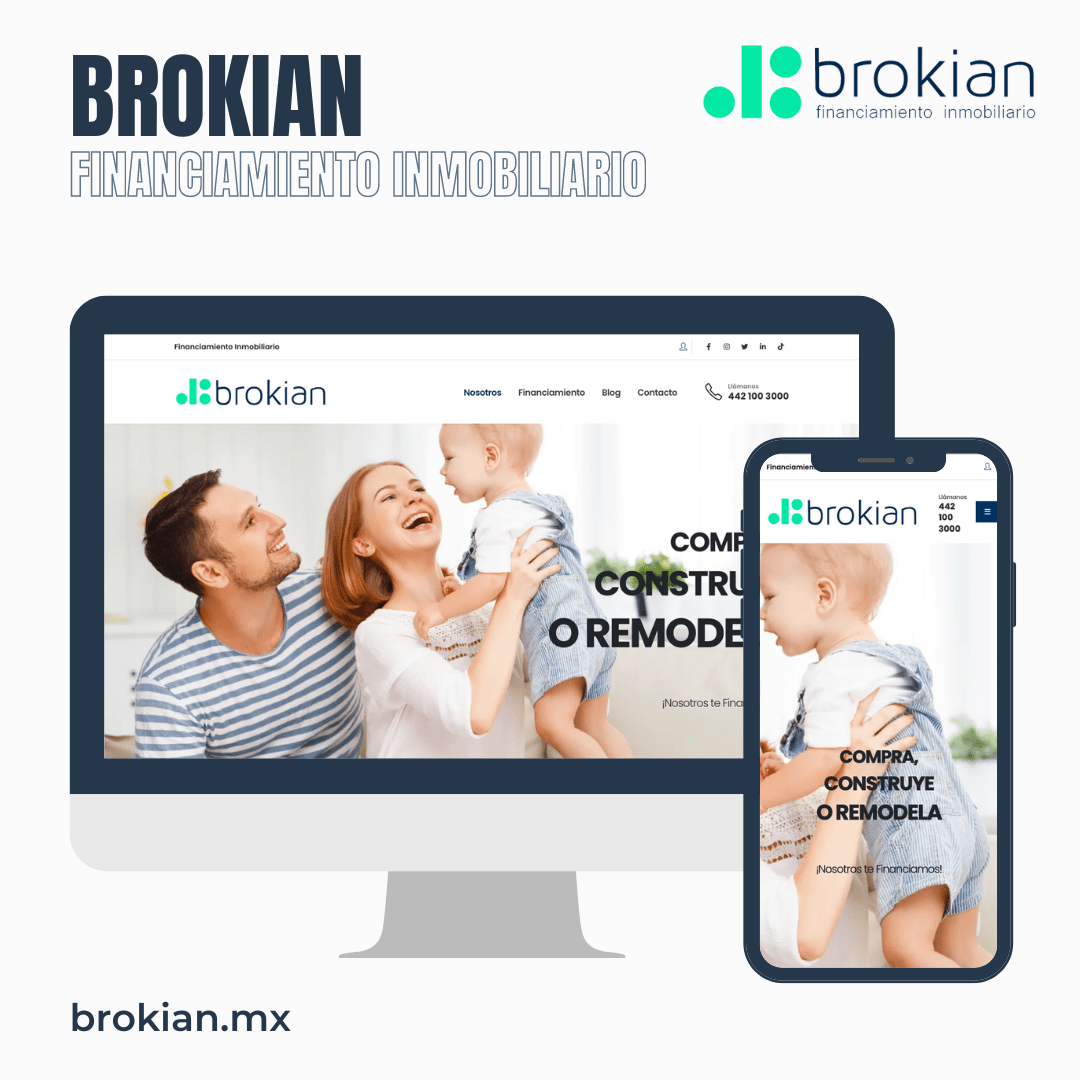Proyecto Diseño de página web terminada entregada Cliente Brokian Querétaro