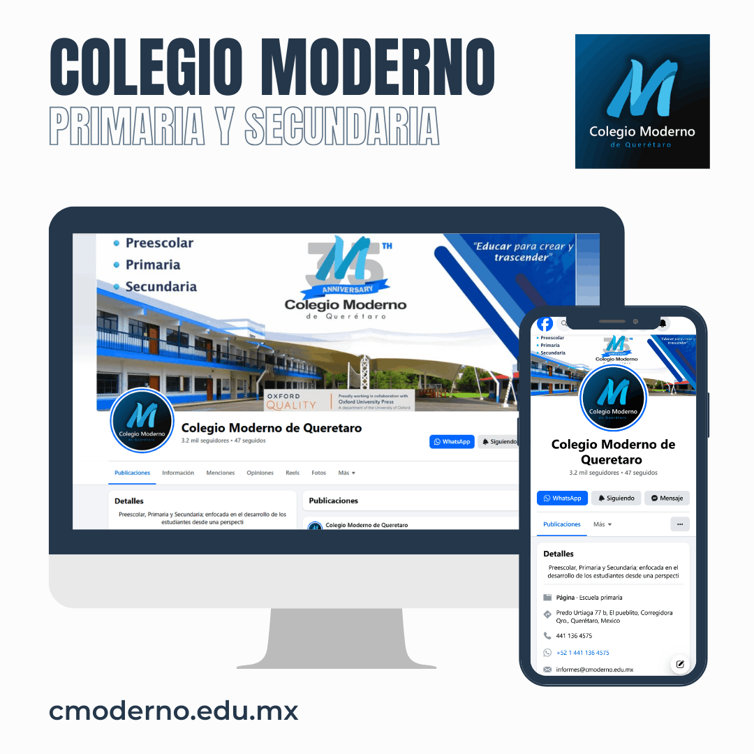 Proyecto Diseño de página web terminada entregada Cliente Colegio Moderno de Querétaro
