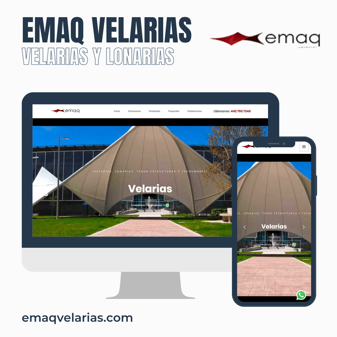 Proyecto Diseño de página web terminada entregada Cliente Emaq Velarias Querétaro