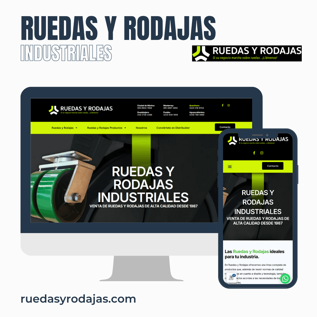 Proyecto Diseño de página web terminada entregada Cliente Ruedas y Rodajas Querétaro